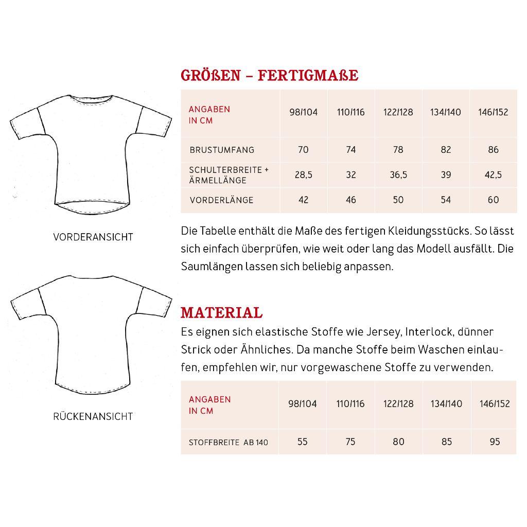Papierschnittmuster Shirt Karla Gr. 98-152